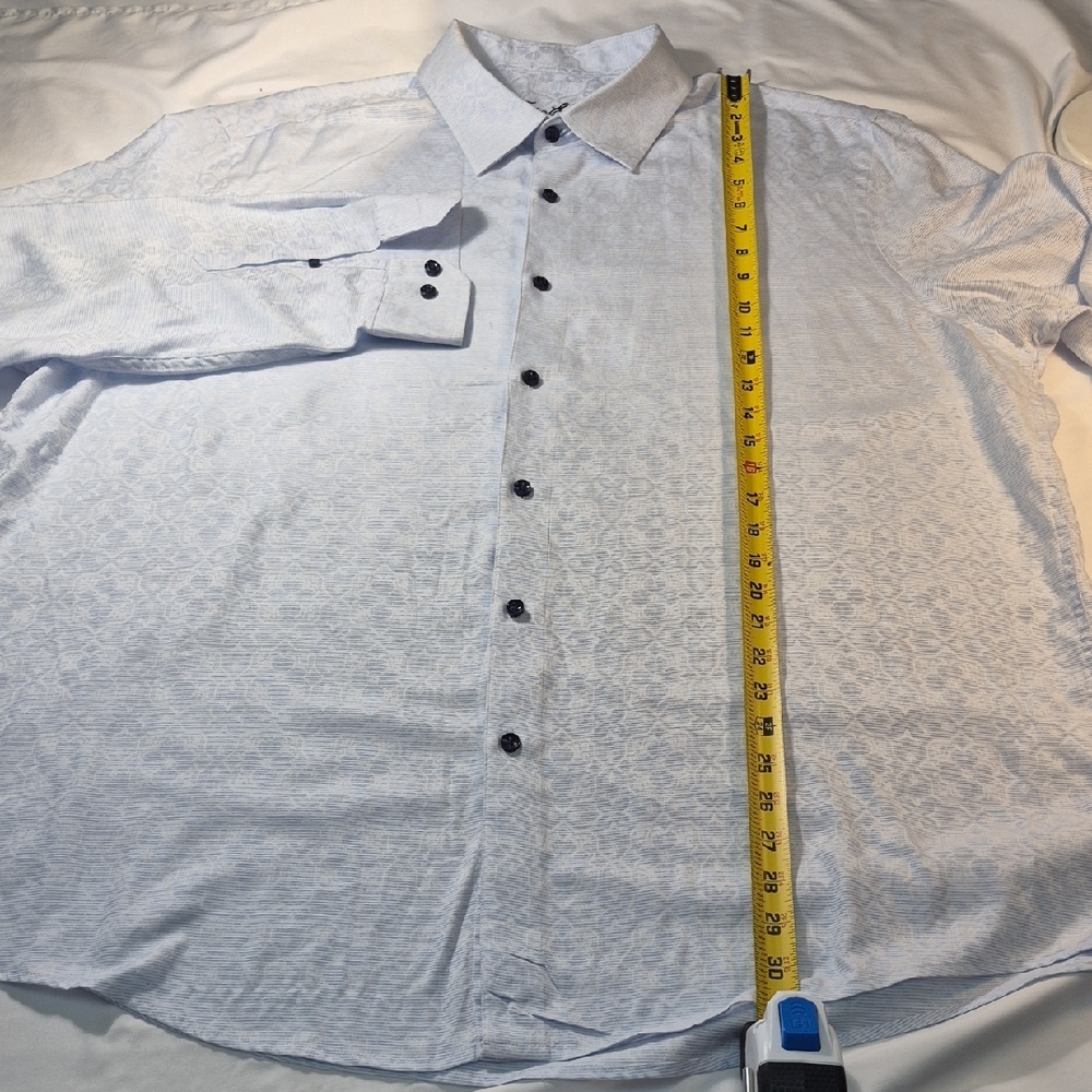 Tasso Elba Long Sleeve Button Down Light Blue Mens Dress Shirt XXL - Picture 5 of 14